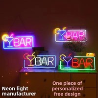Enseigne néon LED personnalisée pour bar à cocktails, verre à martini, bar, pub, salle Tiki, décoration murale intérieure, à intensité variable USB, publicité commerciale