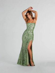 Vestido de última moda y estilo europeo y americano, vestido brillante de un solo hombro para fiesta. - Product Image 6
