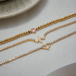 Pulsera y brazalete de moda de acero inoxidable 316L resistente al agua y al deslustre, chapado en oro de 14K y 18K, pulsera tipo tenis para mujer - Product Image 4