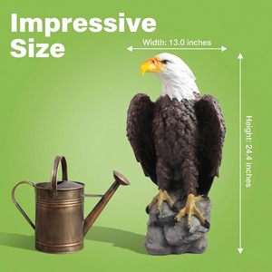 Grande statue d'<span class=keywords><strong>aigle</strong></span> chauve réaliste, faite à la main, peinte à la main, résistante aux intempéries, figurine en résine, base robuste en pierre pour jardin extérieur, patio - Product Image 2