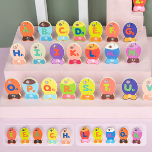Juego de pesca de madera Montessori para niños, juego de aprendizaje, alfabeto preescolar, educación, contador de números, cadena de matemáticas, cuentas, juguete - Product Image 6