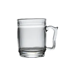 Grosir 170ml bentuk barel kaca cangkir teh kopi desain pencampur transparan gelas minum rumah cangkir minuman dengan pegangan