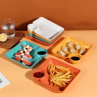 Assiette multifonctionnelle durable en plastique PP écologique, antidérapante, avec fond en forme de boulette et design irrégulier pour sauces et vinaigres