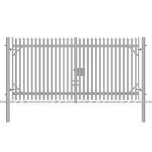 Kit de portail de sécurité à double palisade de 2,0 m de haut, clôture en palisade, section W, haute sécurité, revêtement en poudre, clôture en palisade métallique - Product Image 1
