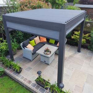 Pergola bioclimatique manuelle moderne design gazebo étanche 3x3 3x4 <span class=keywords><strong>4x3</strong></span> pour jardin arrière-cour cadre en métal - Product Image 2