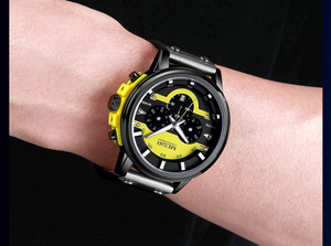 Montre pour hommes à la mode élégante sportive multifonctionnelle montre-bracelet à quartz calendrier en cuir véritable montre pour hommes - Product Image 2