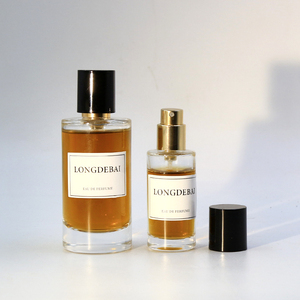 Modern Low Moq Simple Cylinder <b>Empty</b> Crimp Perfume Glass <b>Bottle</b> 30ml 50ml 100ml Clear Perfume <b>Bottle</b> with box - Product Image 2
