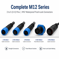 Connecteur étanche IP68 M12 mâle-femelle à baïonnette et vis de verrouillage pour éclairage LED, automatisation industrielle et robots