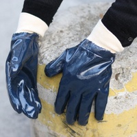 NMsafety-guantes de nitrilo para hombre, de trabajo, resistentes al agua, azules