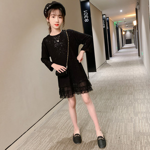 Vestidos de Encaje para Niñas, Ropa de Bebé, Vestido Corto Negro de Princesa para Niñas Pequeñas de China - Product Image 3