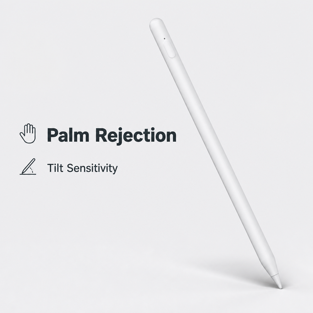 Active Stylus Pen for iPad Palm Rejection Tilt Sensitivity Bluetooth Magnetic Type-C Rechargeable Pencil 2018-2026 White