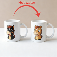 Tasse à sublimation magique 11oz à changement de couleur, en céramique, transfert thermique, sans danger pour les aliments, logo personnalisé, poignée moderne et simple, Fête du Printemps