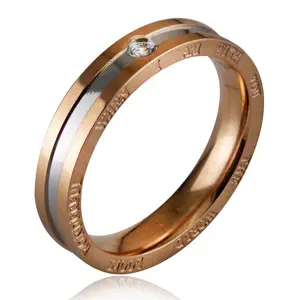 waterproof cubic zirconia Classic luxury men rose gold plated stainless steel anillos ring gift