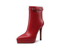 Bottines à plateforme western à talon de 10 cm pour femmes, en cuir de vache, fermeture éclair, vente en gros