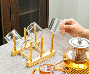 Estante de almacenamiento de cocina de bambú multifunción moderno, vajilla seca y ordenada de madera maciza y organizador de herramientas - Product Image 3