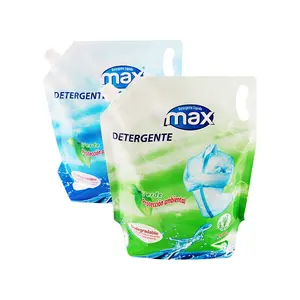 Custom Printing Liquid Detergents Pouch Soap Stand Up Spout Plastic Packaging Laundry Washing Bag