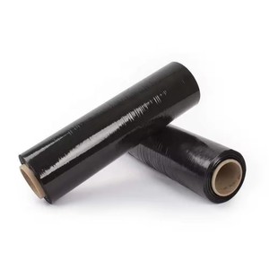 Pellicola Estensibile Nera in LLDPE <span class=keywords><strong>45</strong></span> cm, Liscia, per Macchine, Avvolgimento Pallet, Impermeabile, Rotolo per Imballaggio - Product Image 1