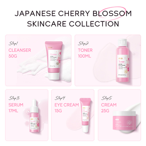 Ensemble de soins de la peau anti-âge naturel FENYI en 5 pièces, sérum pour le visage, nettoyant, lotion, crème pour les yeux, tonique, ensemble de soins de la peau japonais Sakura - Product Image 4