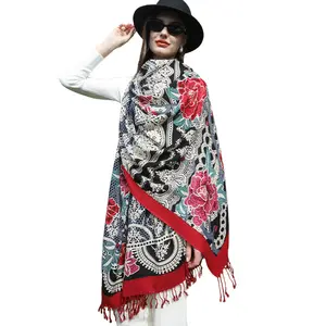 customize large wool cashmere scarf winter oversized 245*110cm pashmina wool shawl women