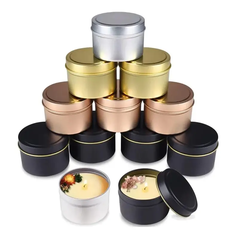 Wholesale Price 2oz 4oz 6oz 8oz Empty Round Black Rose Gold Aluminium Jar Candle Tins