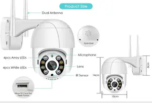 ICSEE 1080P PTZWiFiカメラワイヤレス屋外CCTV双方向オーディオ自動追跡P2PドームセキュリティカメラマイクロSDカードストレージ