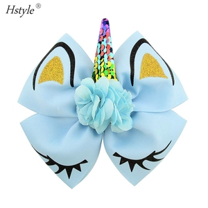 6 pièces filles licorne cheveux arcs avec pinces à cheveux alligator Cheer arcs cheveux robe quotidienne accessoires pour la fête - Product Image 5