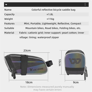 Bolsa de Ciclismo WEST BIKING de Gran Capacidad 1.8L, Bolsa de Sillín de Bicicleta Colorida para Viajes, Bolsas de Poliéster Impermeables para Bicicleta - Product Image 3