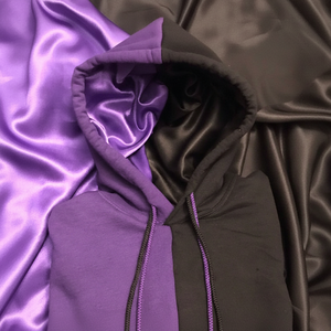 เสื้อสเวตเตอร์2โทนสีแบบสวมหัวผ้าซาตินมีฮู้ดกำหนดได้เองใส่ได้ทั้งชายและหญิง - Product Image 1