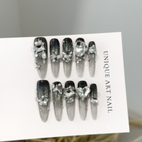 Ongles Press-On Faits Main Personnalisables Gothiques 3D Croix Vierge Marie Faux Ongles à Coller Stiletto