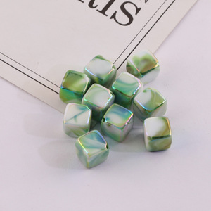 Perles acryliques carrées dégradées en forme de cube de 8 mm, plaquées, pour la fabrication de bijoux DIY, accessoires, été 2024 - Product Image 5