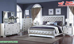 Lit touffu en cuir de Style européen, mobilier de chambre à coucher moderne luxueux sculpté à la main, avec support de chevet - Product Image 3