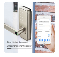 Serrure de porte extérieure intelligente à code numérique et empreinte digitale pour hôtel, en acier et bois, avec application Tuya, prix usine