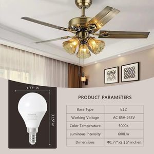 <span class=keywords><strong>LED</strong></span>ファンライト小型<span class=keywords><strong>LED</strong></span>ファン電球,6ワットA15 <span class=keywords><strong>LED</strong></span>電球E12デイライト5000K 60ワット同等家電電球非調光可能 - Product Image 2