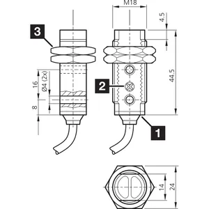 Sensor difuso retrorreflectante de fuente de luz LED OT18FM800N3 - Product Image 2