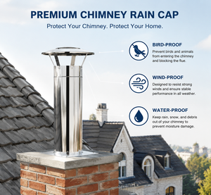 Chapeau de cheminée anti-reflux en acier inoxydable poli miroir à paroi simple, capuchon de pluie <span class=keywords><strong>pour</strong></span> tuyau de cheminée de poêle à granulés de <span class=keywords><strong>bois</strong></span> - Product Image 5