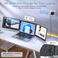 Moniteur portable d'usine 14 pouces IPS, extension d'écran triple pour ordinateur portable, double affichage externe 1080P FHD pour ordinateurs portables 13-17 pouces avec Mac