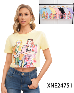 T-shirt décontracté d'été en maille 100% coton respirant avec impression et strass pour femme, tendance et personnalisable, super réduction, haute qualité, Comodo7 - Product Image 3