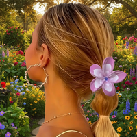 Pince à cheveux grande taille en plastique motif fleur de frangipanier dégradée pour l'été et la plage, vente en gros