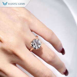 티안유 젬스 14k 로즈 골드 라운드 올드 유럽 컷 9.0mm 3캐럿 모이사나이트 다이아몬드 튤립 디자인 여성용 약혼 반지 - Product Image 3