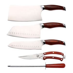 Set <span class=keywords><strong>di</strong></span> <span class=keywords><strong>Coltelli</strong></span> da Cucina <span class=keywords><strong>Professionali</strong></span> in Acciaio Inox con Affilacoltelli, Blocco in Acrilico, Design Ambidestro, Lunghezza Lama 6-7,9 Pollici - Product Image 2
