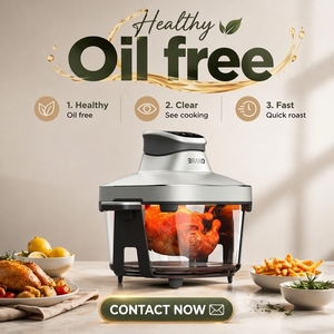 Factory Custom 6.0L Glass Bowl Split-Type Digital <strong>Air</strong> <strong>Fryer</strong> Double Household Electric Deep <strong>Fryer</strong> with <strong>Rotisserie</strong> - Product Image 3