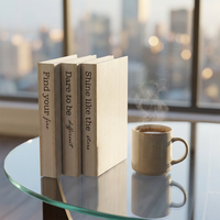 Ensemble de faux livres décoratifs en grain de bois blanc, livraison pliable à plat, livres factices pour la décoration intérieure multi-scènes