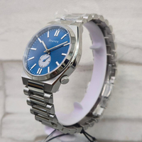 Montre-bracelet mécanique automatique pour homme avec affichage des petites secondes, cadran bleu effet soleil, bracelet en acier inoxydable, montre de ville et d'affaires