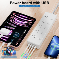PUJIMAX American USB Multi Prises Plug Extender Tower Power Strip Prise de courant universelle avec interrupteurs individuels