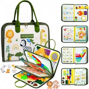 Juguete de Avión Portátil, Juguete de Viaje Montessori Personalizado, Tablero de Actividades con Animales de la Selva para Niños Pequeños - Product Image 1