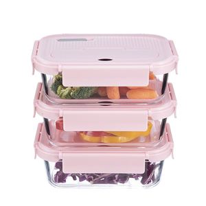 Microwavable Heat Resistant Glass Food <b>Container</b> Office Bento Lunchbox 2 Dividers/Compartments Lid Rectangular Shape Presents - Product Image 1