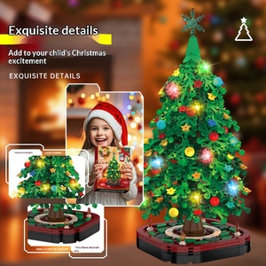 Blocs de construction populaires en petites particules pour arbre de Noël avec éclairage TIC, jouet d'assemblage DIY, cadeau de Noël pour le team building et les fêtes - Product Image 1