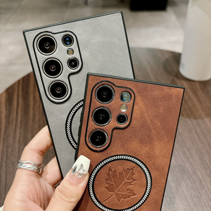 Cover posteriore di lusso in pelle d'acero <span class=keywords><strong>per</strong></span> Samsung S24 <span class=keywords><strong>Ultra</strong></span> magnetico <span class=keywords><strong>custodia</strong></span> <span class=keywords><strong>per</strong></span> telefono cellulare in pelle <span class=keywords><strong>per</strong></span> S24 S23 <span class=keywords><strong>S22</strong></span> S21 Note 20 - Product Image 3