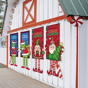 Cartone animato creativo stampato lucido pupazzo di neve di Babbo <span class=keywords><strong>Natale</strong></span> appeso bandiere di stoffa nuova porta del partito decorazioni di <span class=keywords><strong>natale</strong></span> giocattolo regalo - Product Image 5