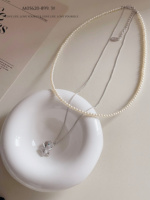 Colliers Pendentifs Perles Charmants et Polyvalents à Double Couche, avec Chaîne Argentée et Breloque Cheval en Zircon, pour Tenue Quotidienne Décontractée